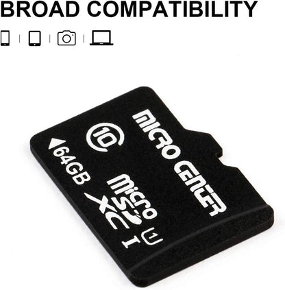 64GB Class 10 Microsdhc Flash Memory Card with Adapter, 5Pack