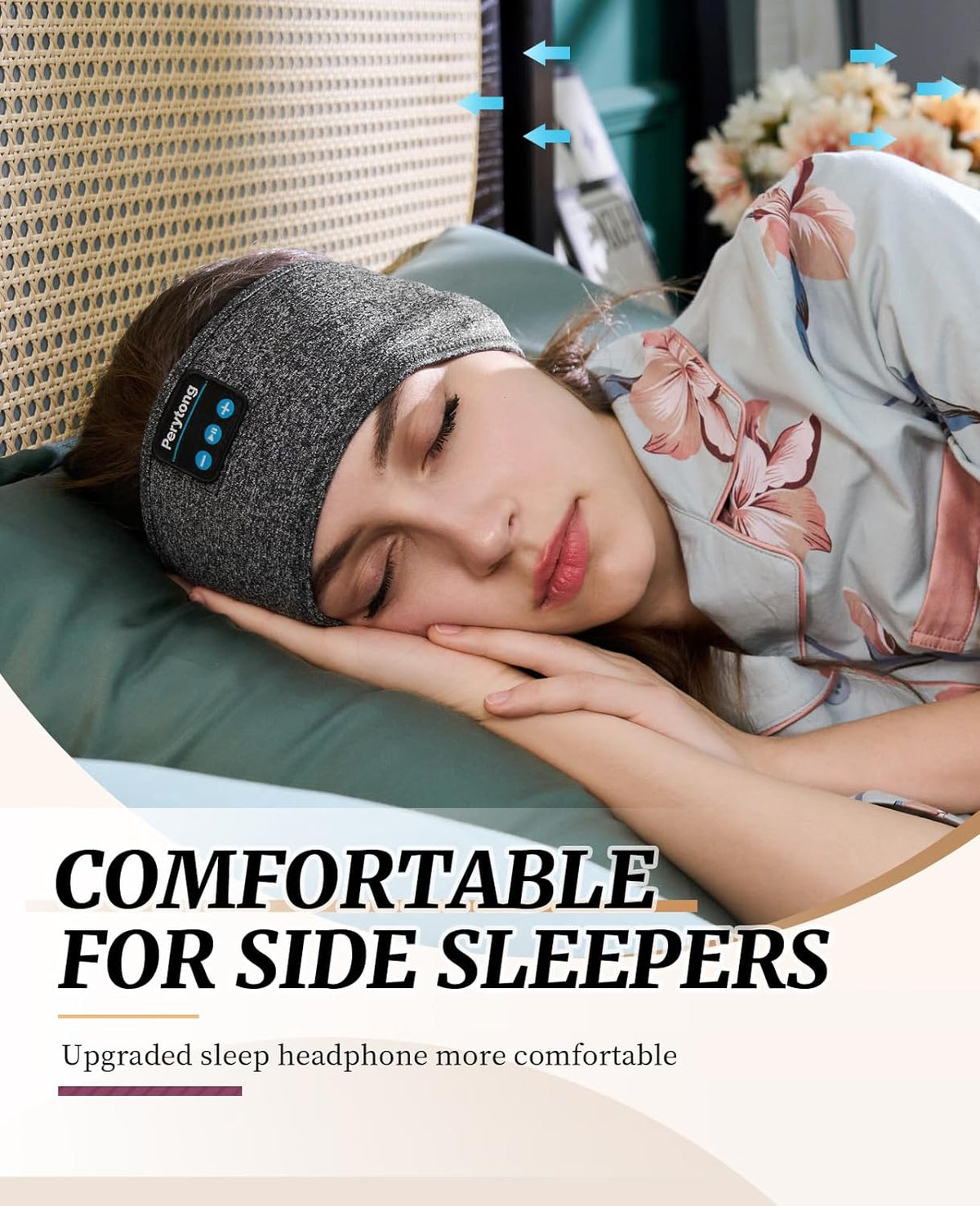 Sleep Headphones Wireless, Bluetooth Sports Headband Headphones with Ultra-Thin HD Stereo Speakers Perfect for Sleeping,Workout,Jogging,Yoga,Insomnia, Air Travel, Meditation (Grey)